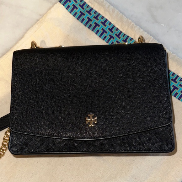 Tory Burch Black Saffiano Leather Chain Crossbody with Gold Hardware - Picture 3 of 5